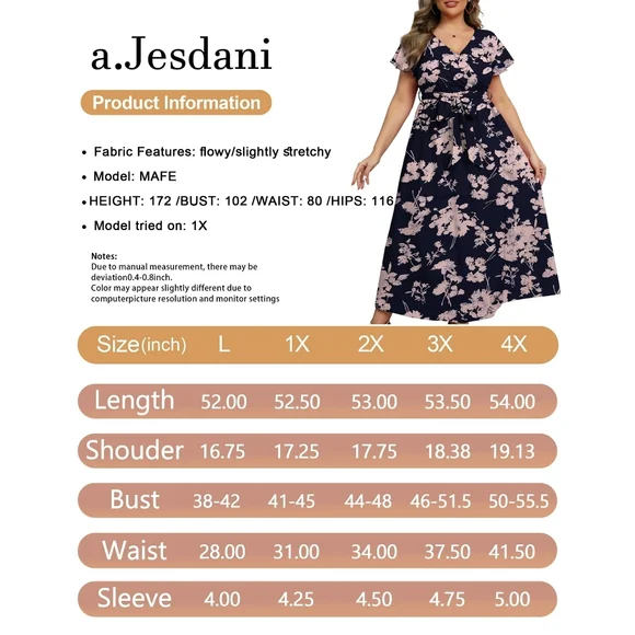 a.Jesdani sz 2X Butterfly sleeve faux wrap maxi dress NWT - Picture 6 of 6